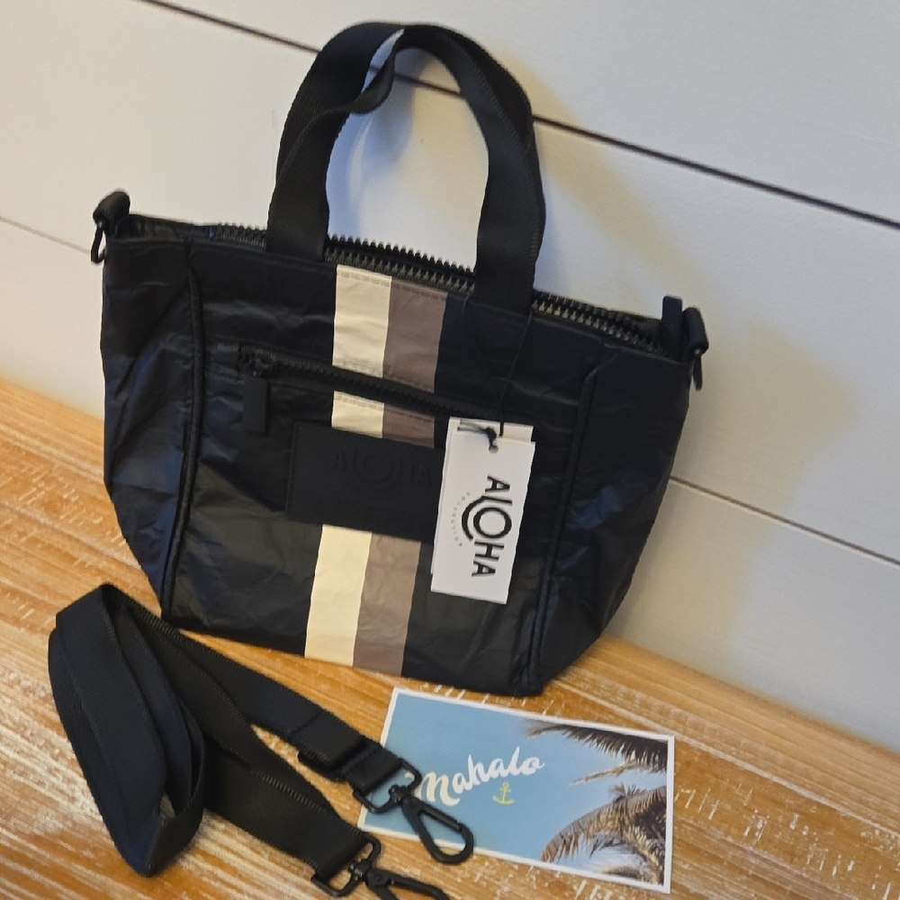 ALOHA Collection Crossbidy Black Tote Bag